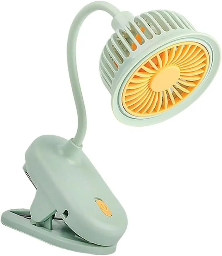 Flexible Gooseneck Clip On Fan, USB Recharge Portable Desk Fan - Green