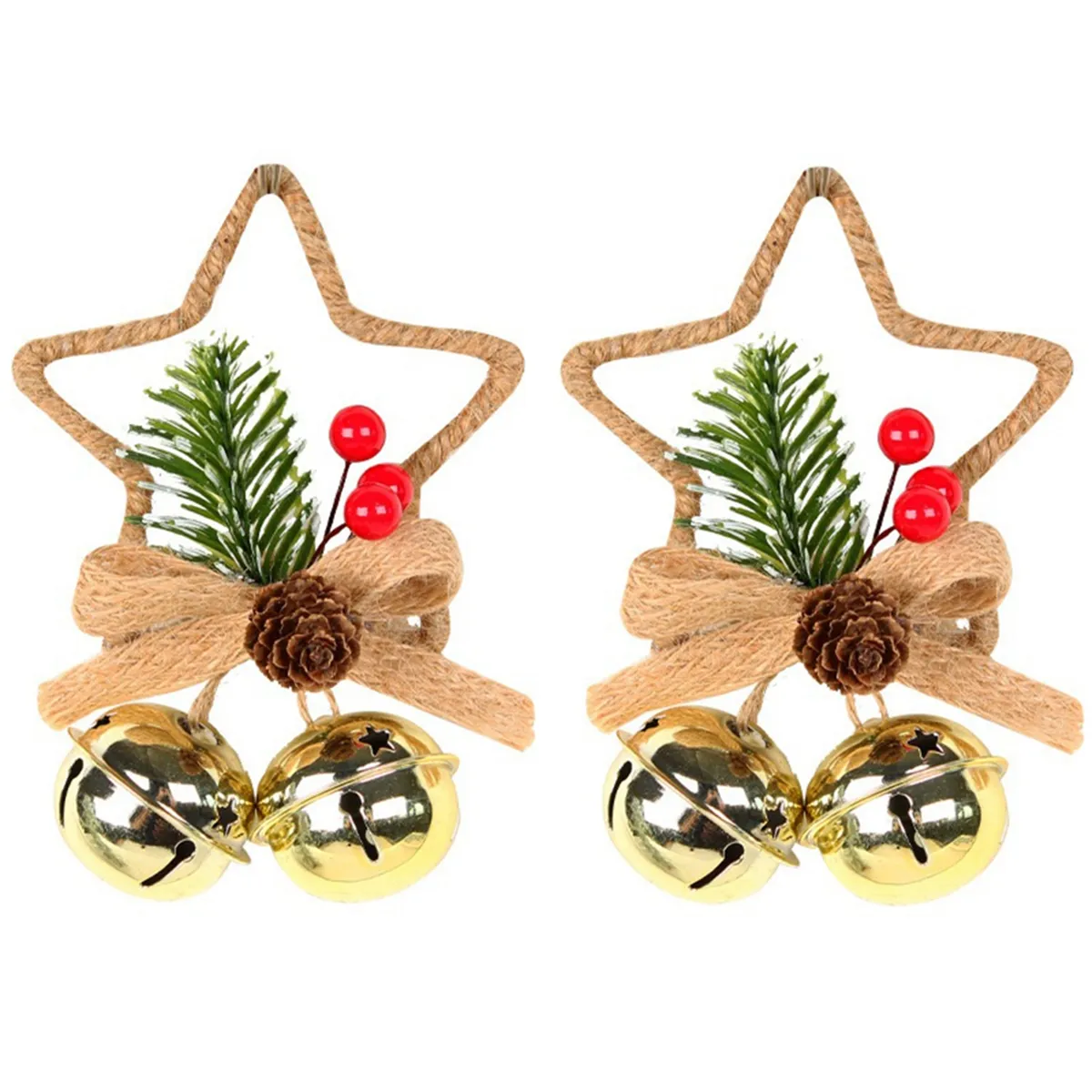 Christmas Festival Five-Pointed Star Metal Bell gold