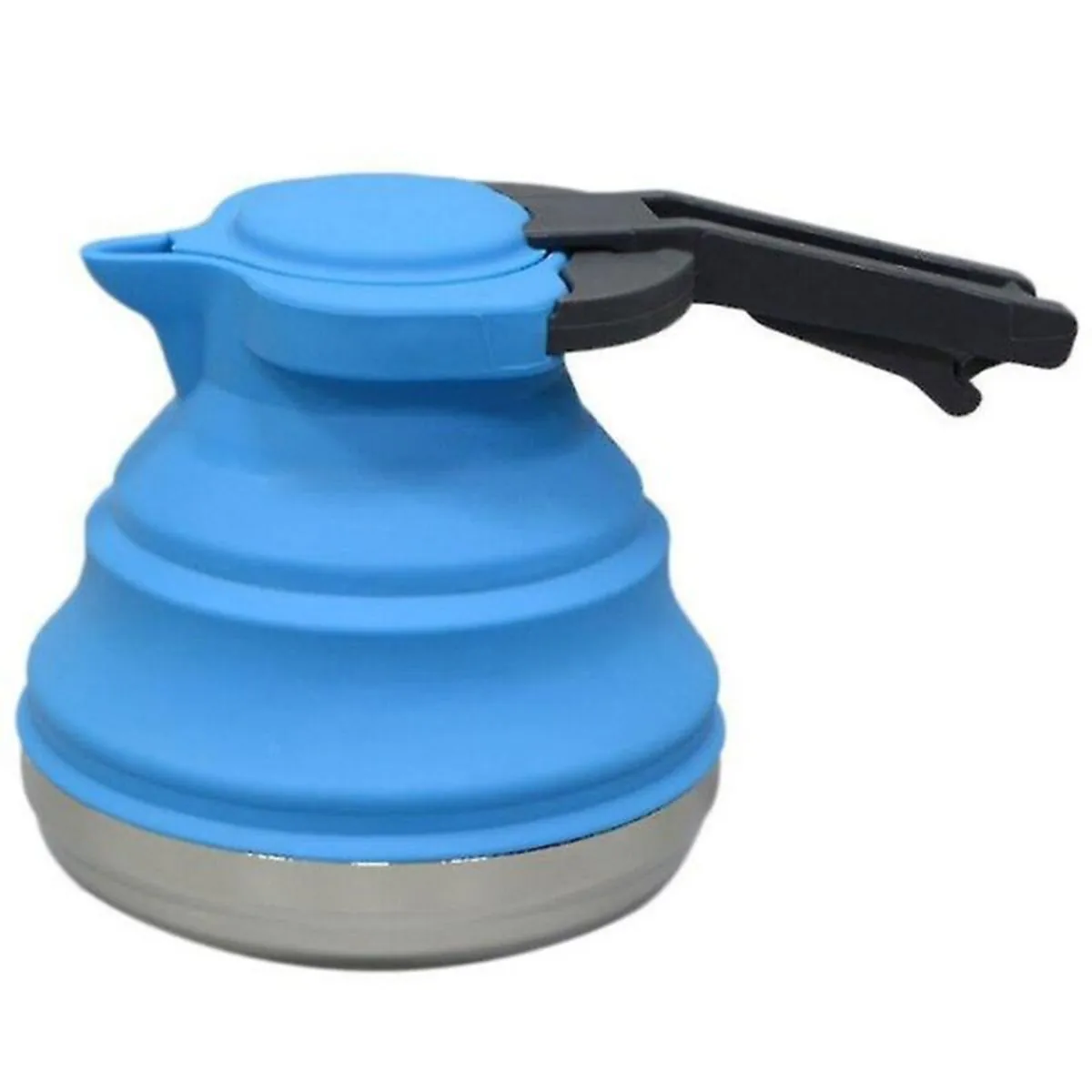 Collapsible Silicone Kettle Stainless Steel Base, Food Grade Silicone 1.5L - Dark Blue