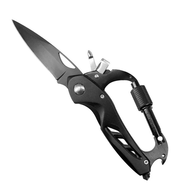 Multitool Carabiner with Pocket Knife Gift for Men 6-in-1 Multitool Outdoor