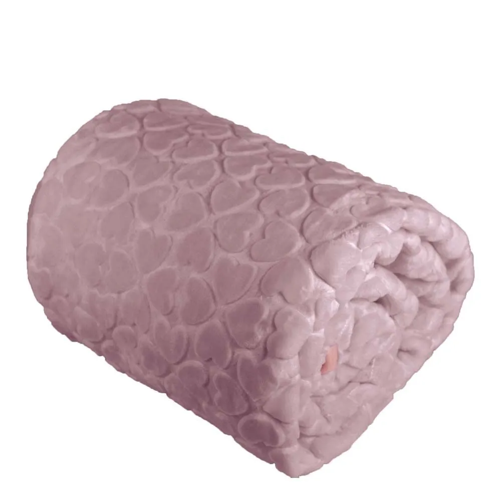Rainbow Fleece Blanket - Heart Design-230 x 200 cm - Tickled Pink 