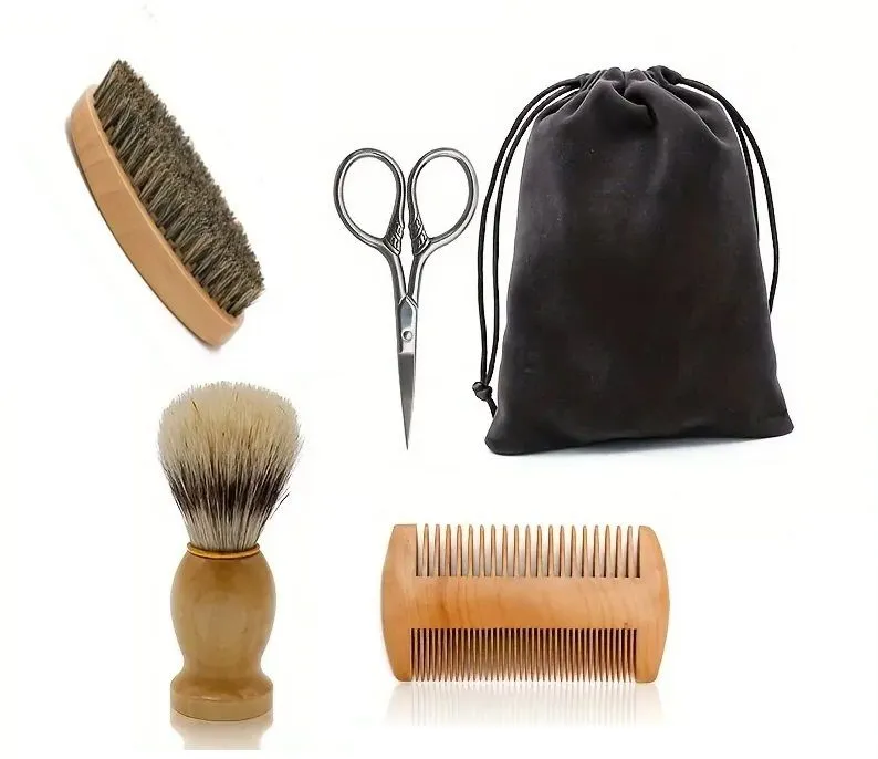 5 Piece Portable Mens Beard Care Kit