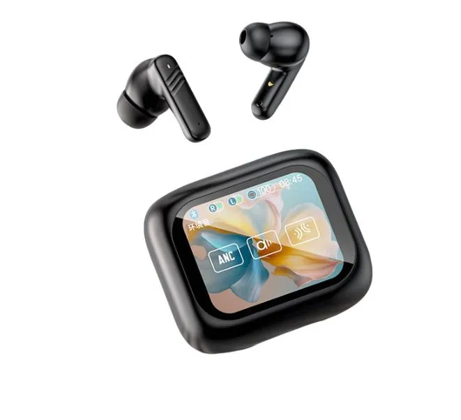 Noise-Canceling Essential for Commuting! Bluetooth Earphones with Screen - Black