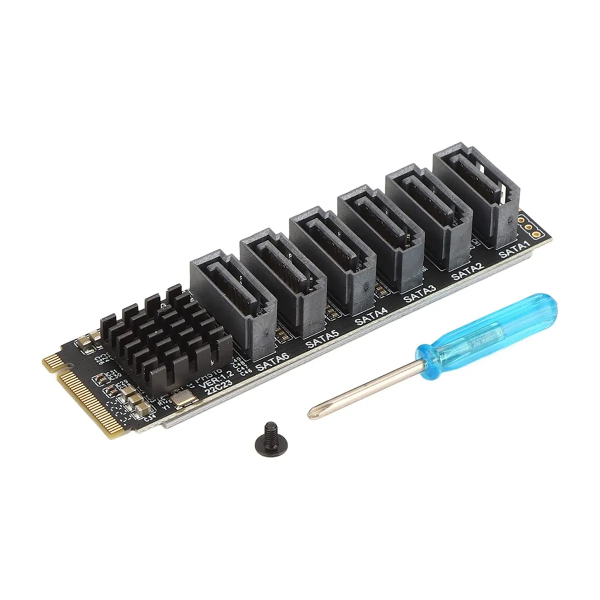 M.2 to SATA3.0 Adapter Card, ASM1166 M.2 PCIE to SATA Expansion Card
