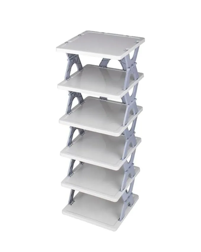Six Tier Foldable Plastic Shoe Shelf