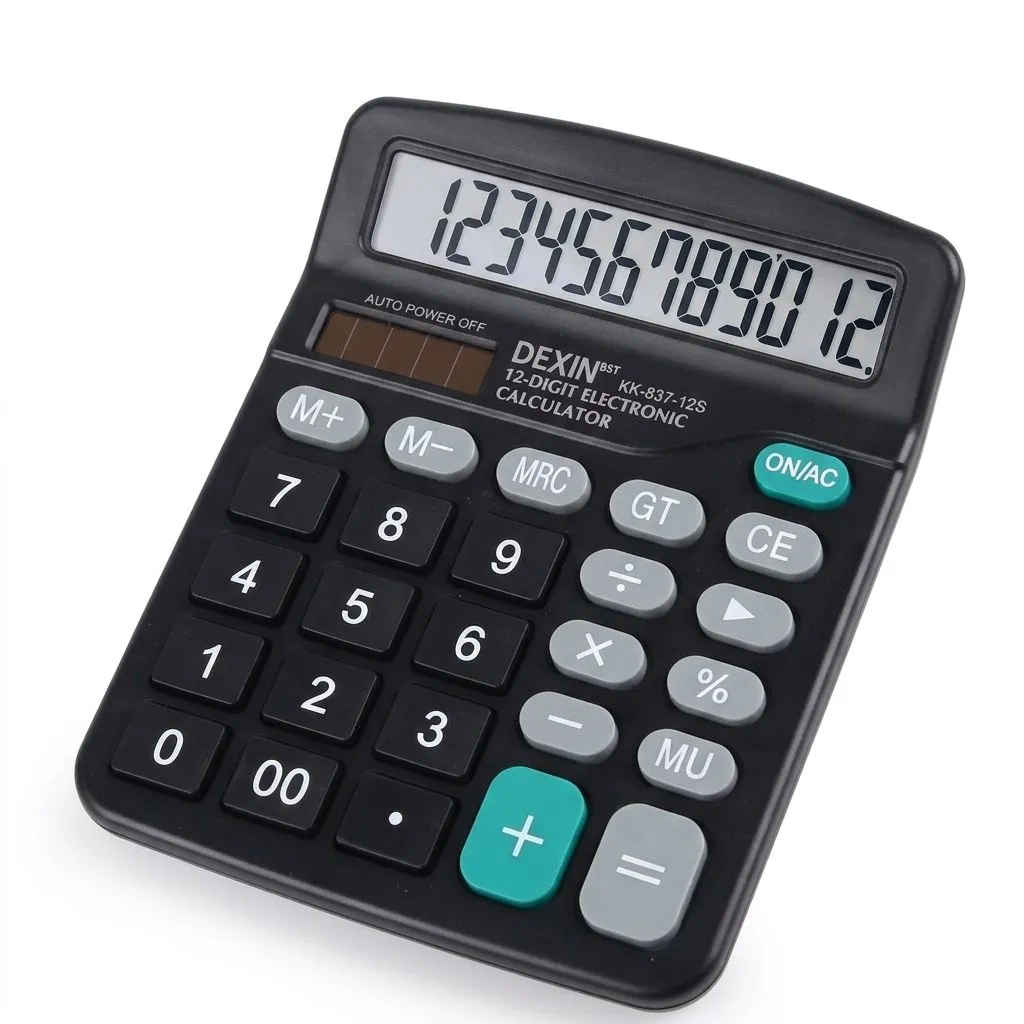 Dexin12-Digit Desktop Calculator-Dual Power Solar & Battery Electronic