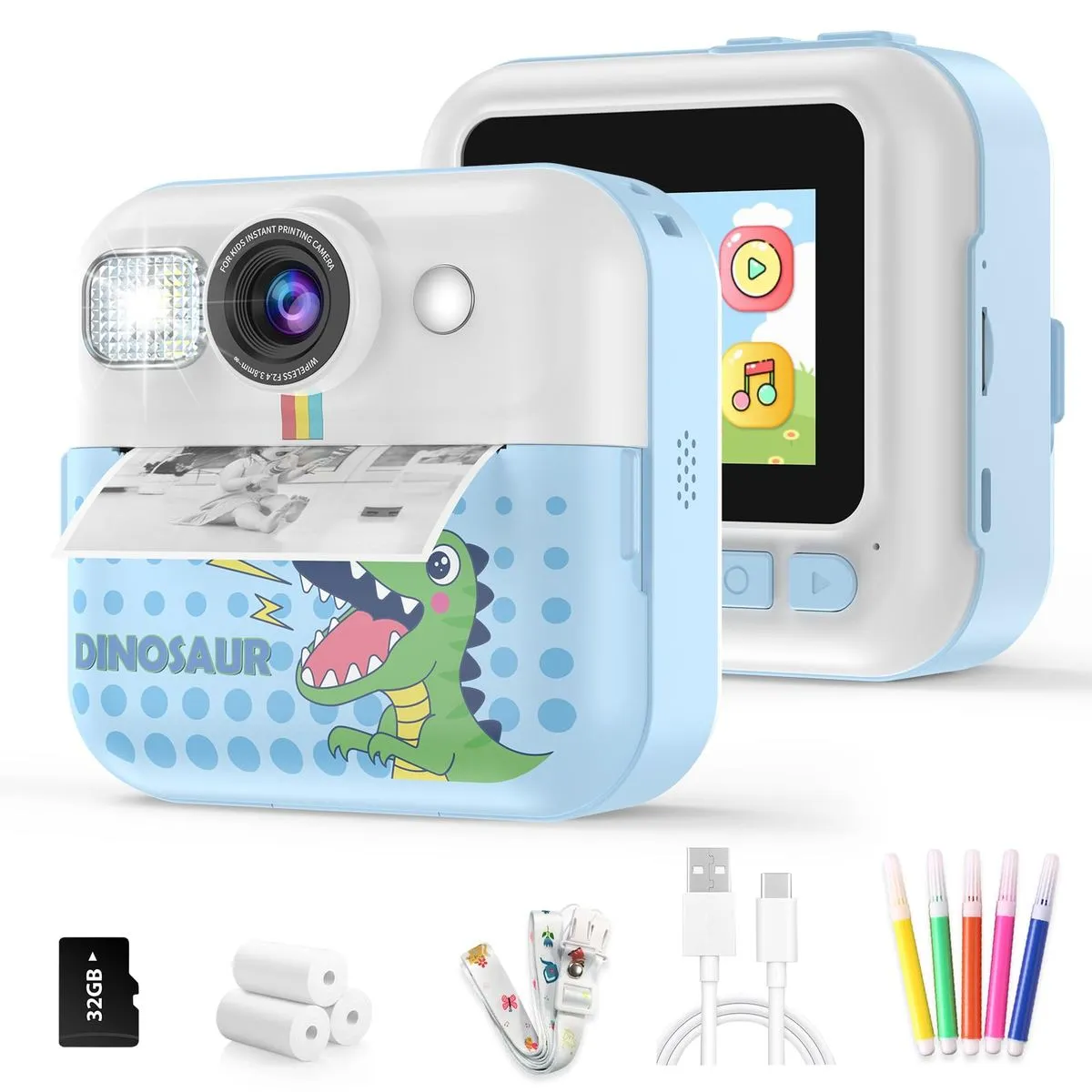 Kids Instant Print Camera, 1080PChildren Printable Cameras Christmas Gifts - Blue