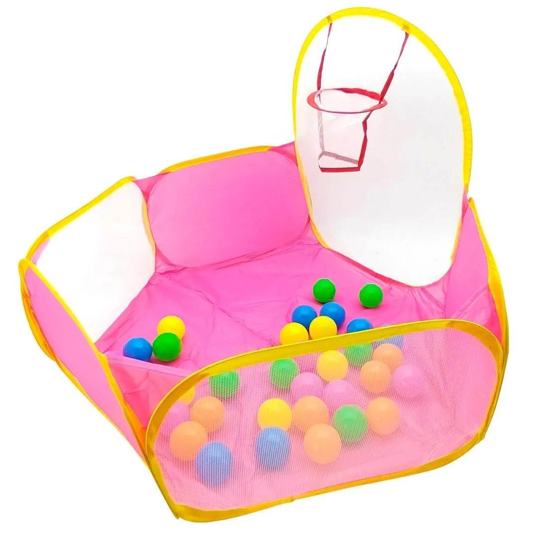 Ball Pit & Basketball Hoop - Toys for Toddlers - Activity Toys for Babies - Pink, Yellow