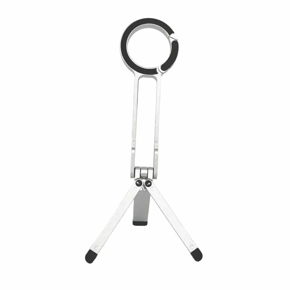 Magnetic Carabiner Phone Holder Foldable Tripod Compatible with iPhone - Silver