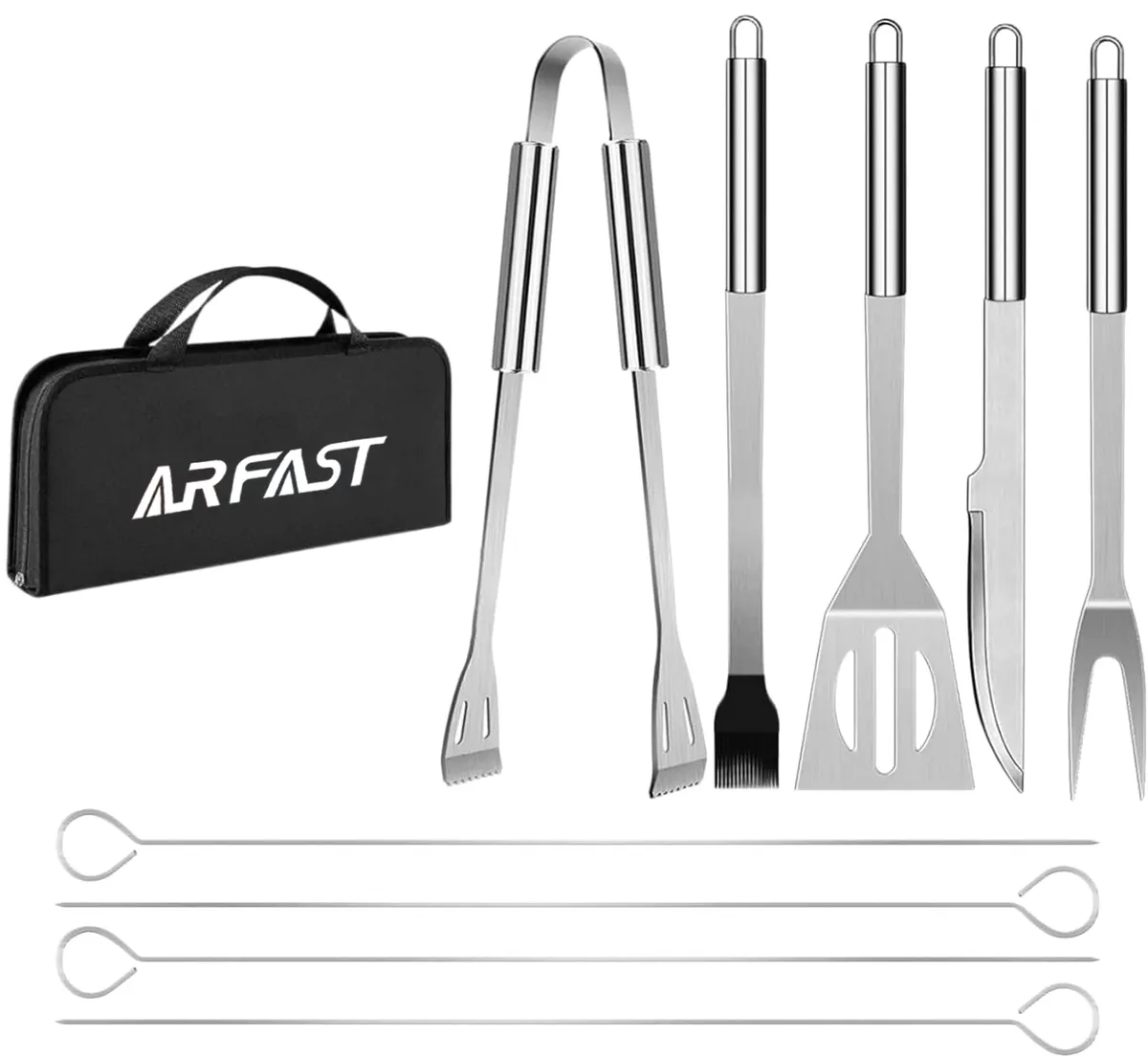 Arfast - 9 Piece Stainless Steel BBQ Grill Accessories Braai Tools Set