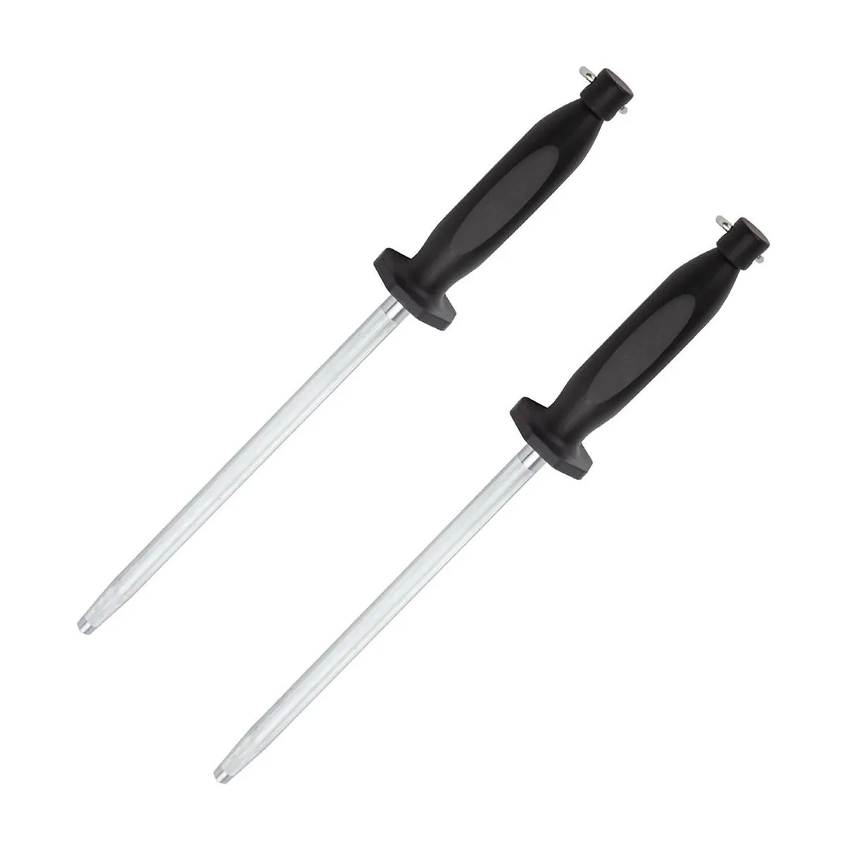 Set Of 2 10-Inch Stainless Steel Knife Sharpener Rods With Ergonomic Handle