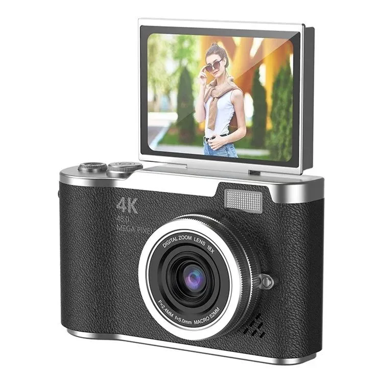 4K Digital Camera with Flip LCD Screen, AF Focus, 48MP & 8X ZOOM - Black