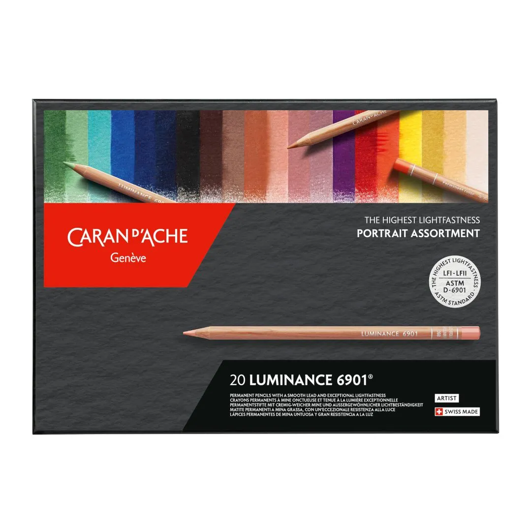 Caran D'Ache Luminance 6901 coloured pencils, 20 portrait pencil set