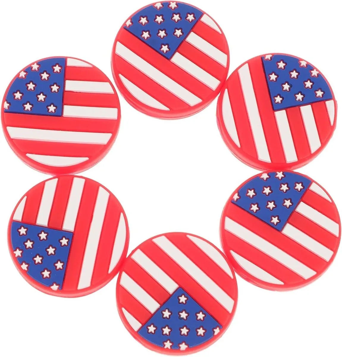 American Flag Tennis Racket Dampeners 6-Pack Quality Silicone for Reduced