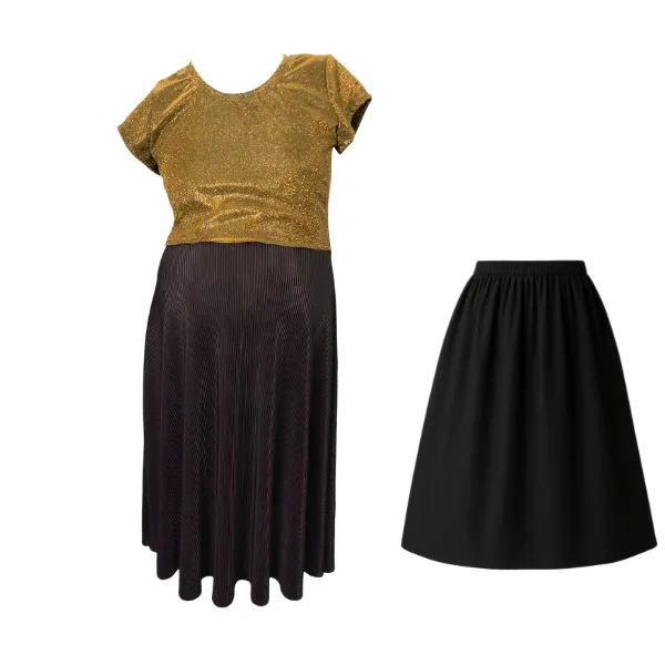 Maternity & Nursing Glitter Evening Dress & Petticoat-Gold & Black