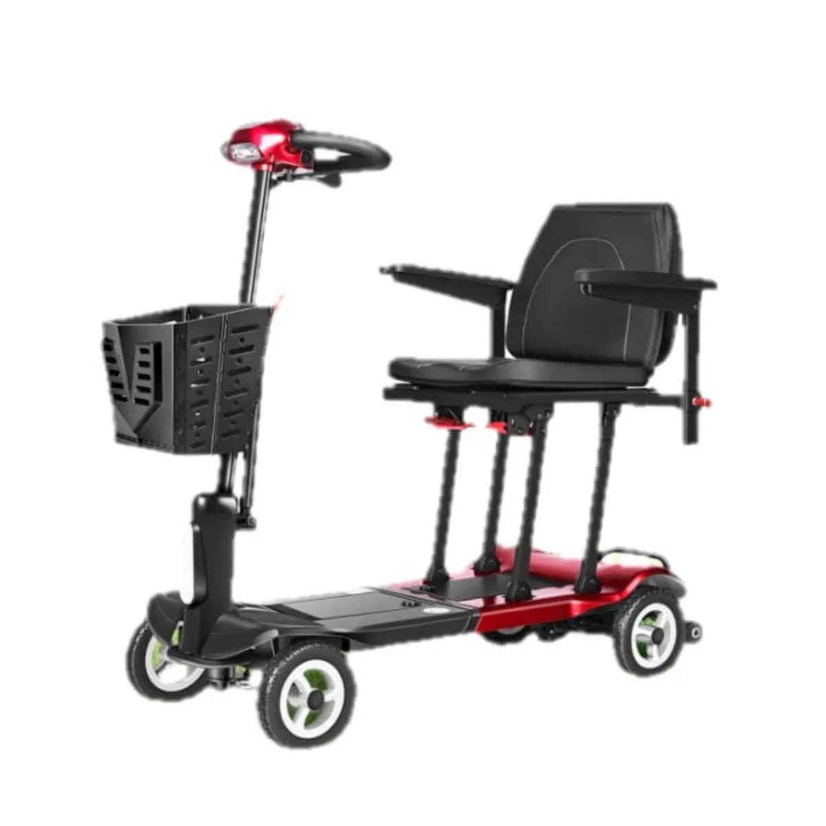 Foldable Mobility Scooter with Seat & Basket for Adults - Red Black