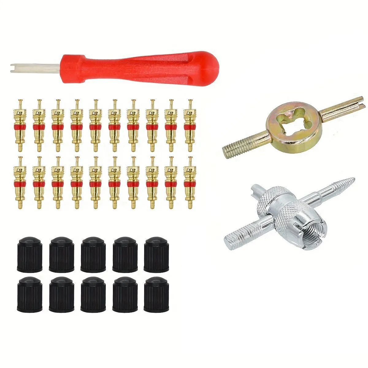 33PCS valve core disassembly tools, tire repair kit valve cap consumables