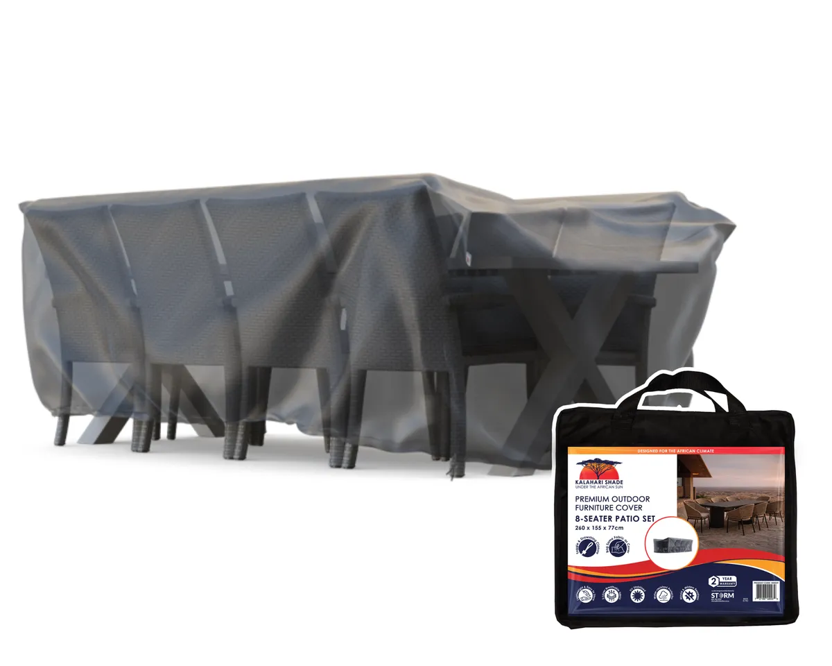 Kalahari Outdoor 8-Seater Patio Dining Set Cover (Black)