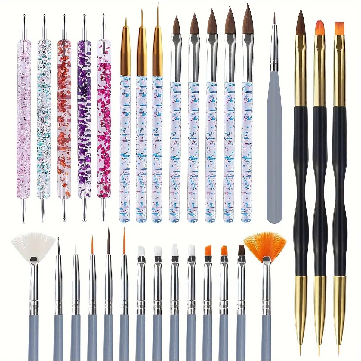 31-Piece Nail Art Brush Set in a Gift Box - Grey