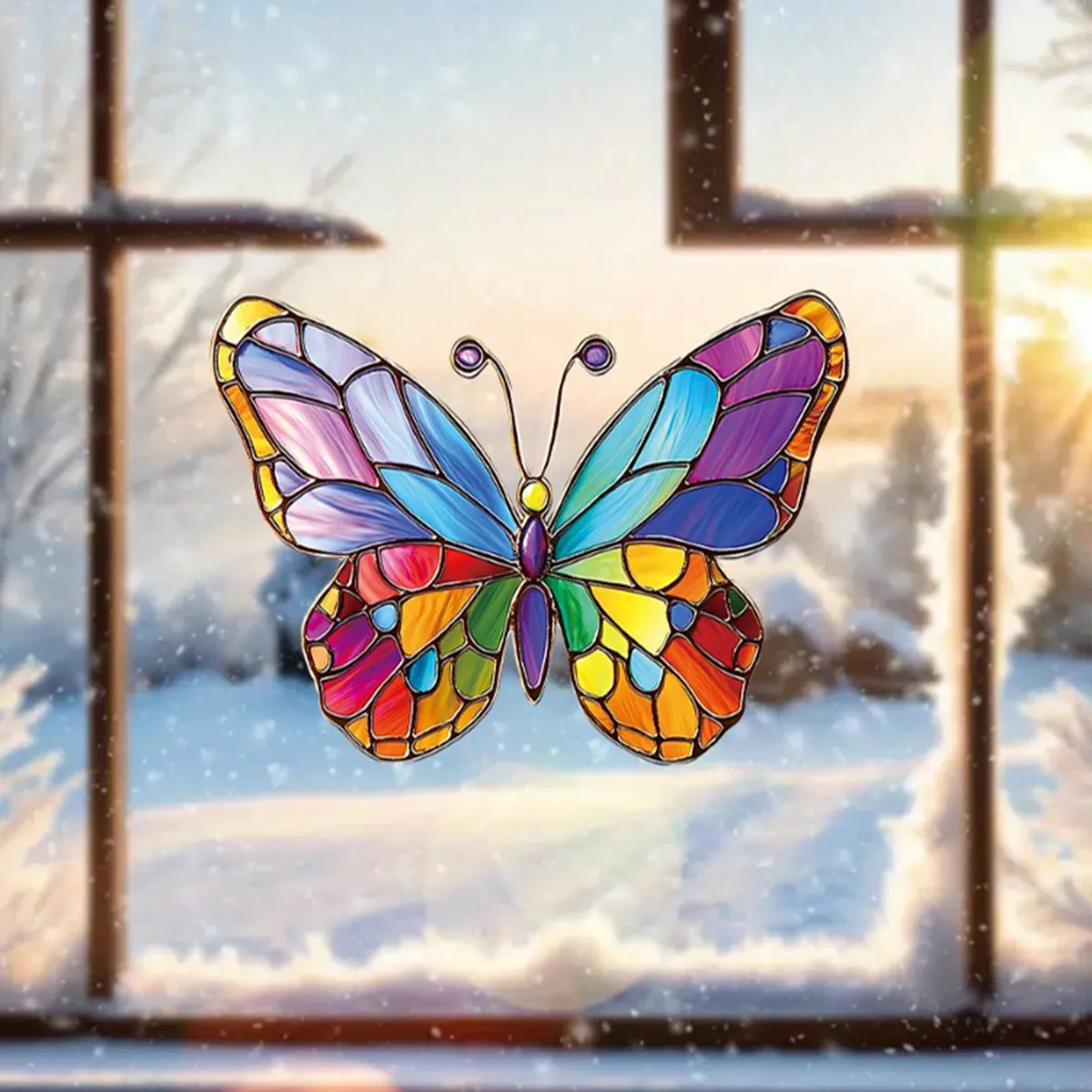 Sunflower & Butterfly Ins Style Self-Adhesive Glass & Window Sticker - Butterfly HD-JD1352C