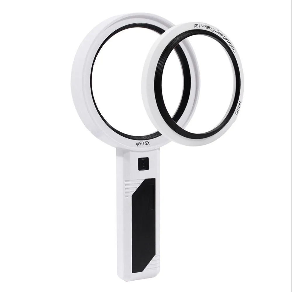 Detachable Combined Dual Lens 3 Light Modes Magnifier with 32 LED Light