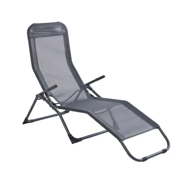 Sunbed Steel Textilene 2 Way - Black