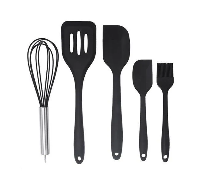 5 Piece - Premium Baking Prop Set - Non-Stick Silicone - Black