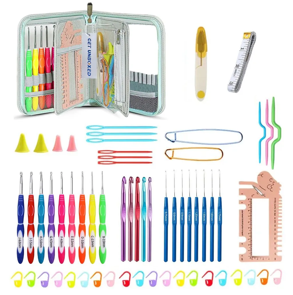 GET UNBOXED Crochet Hooks Tools Set with Crochet Storage Case - Green