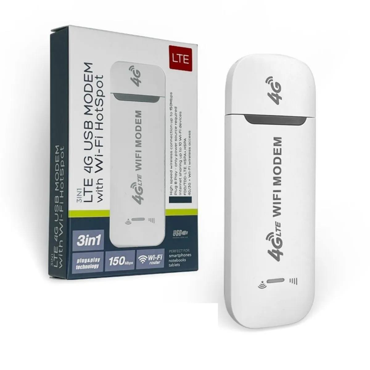 3-in-1 4G LTE USB Modem With Wifi Hotspot
