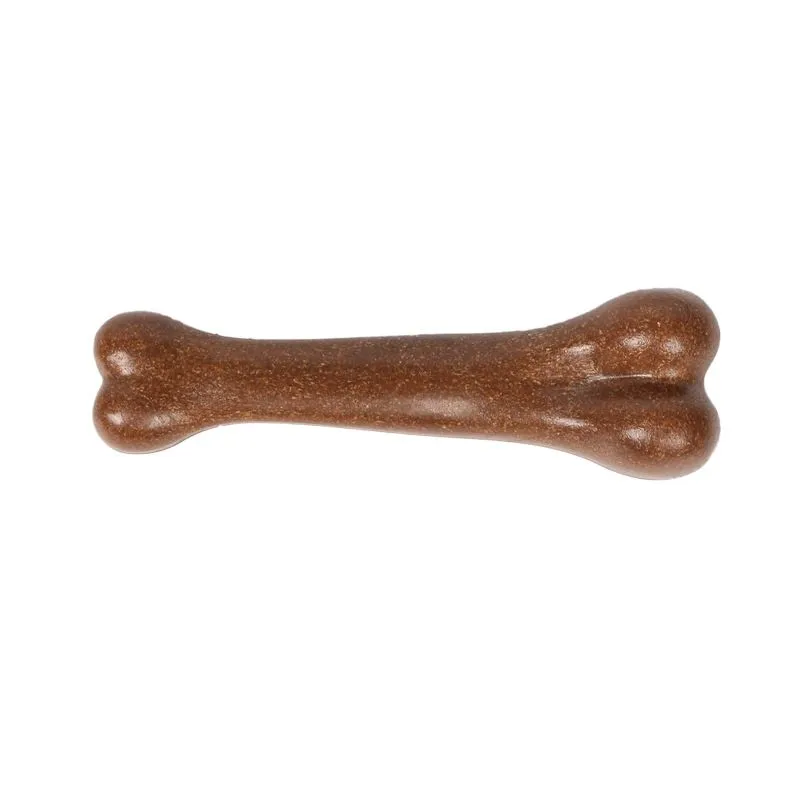 Durable Beef Flavor Dog Chew Toy, 15cm Brown Bone And Wood Composite
