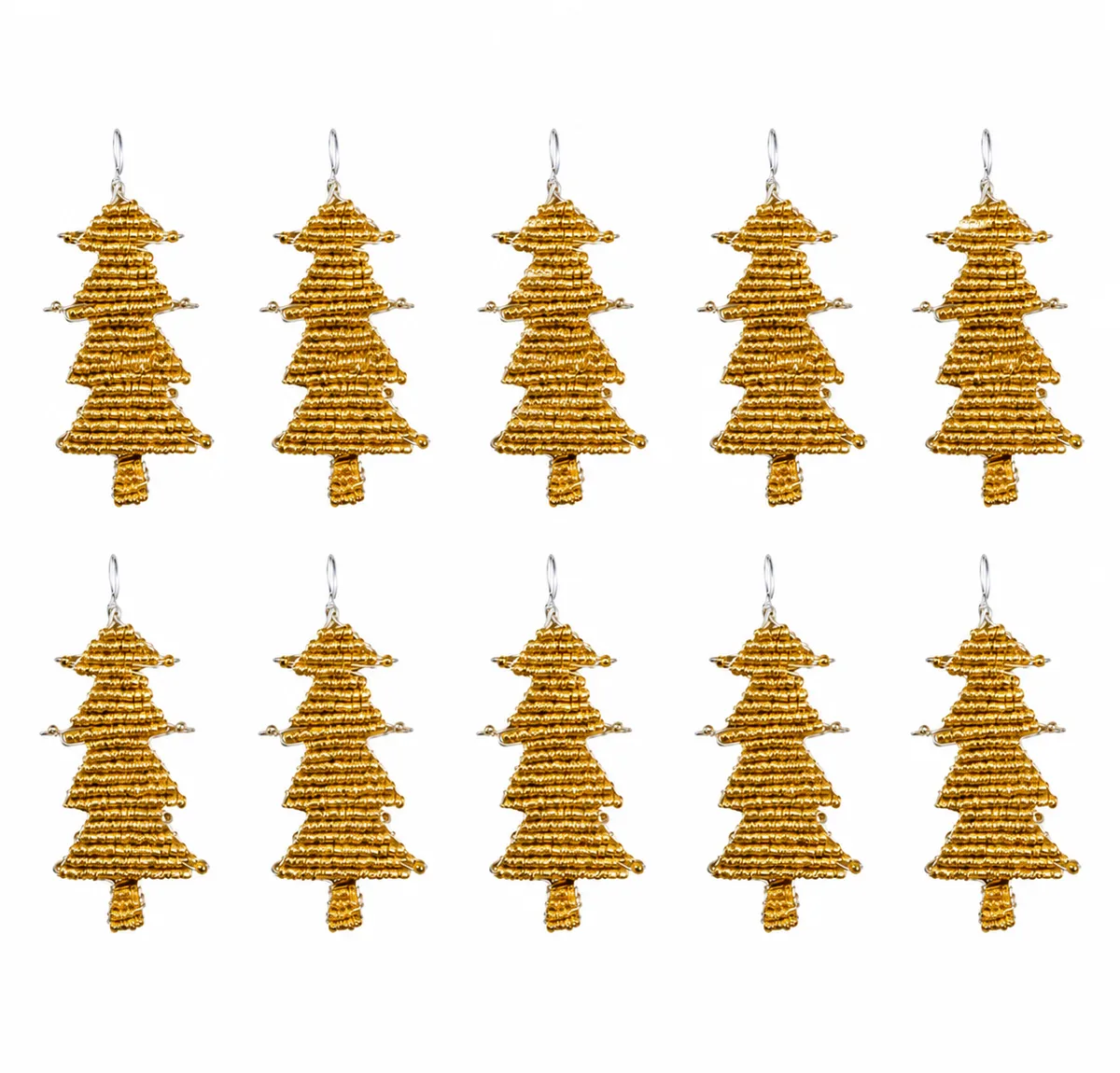 J J Handcrafted Christmas Tree Ornaments - Luxury Holiday Hanging 10 Pcs - Gold