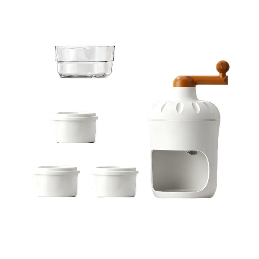 Small Hand-Cranked Shaved Ice Machine, Equipped With 3 Ice Cube Molds