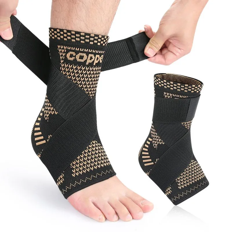 1 Pair Copper Ankle Brace for Sprains, Tendonitis & Pain Relief