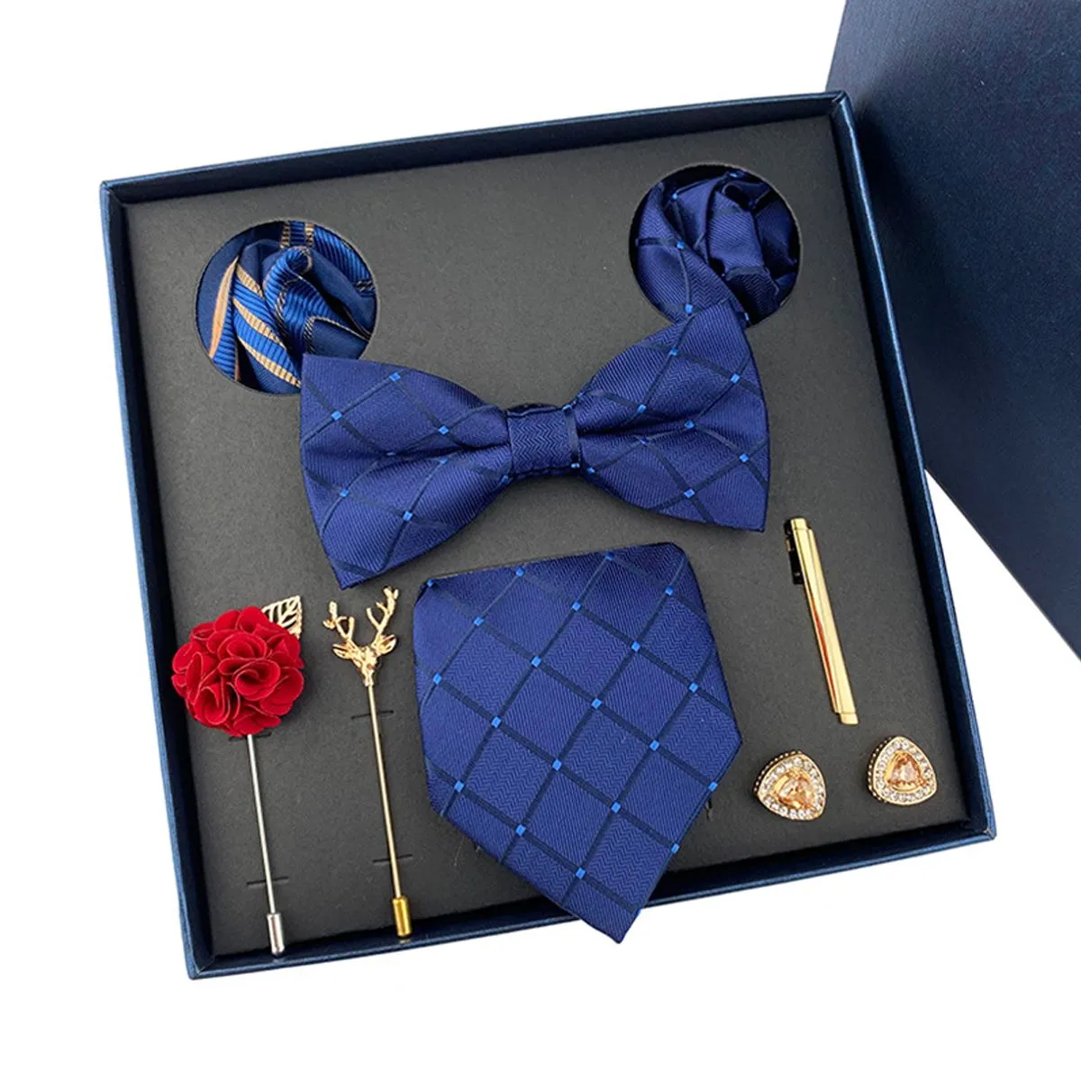 6-piece Men's Tie Hanky Cuffs Set with Gift Box Fashion Ties for Men
