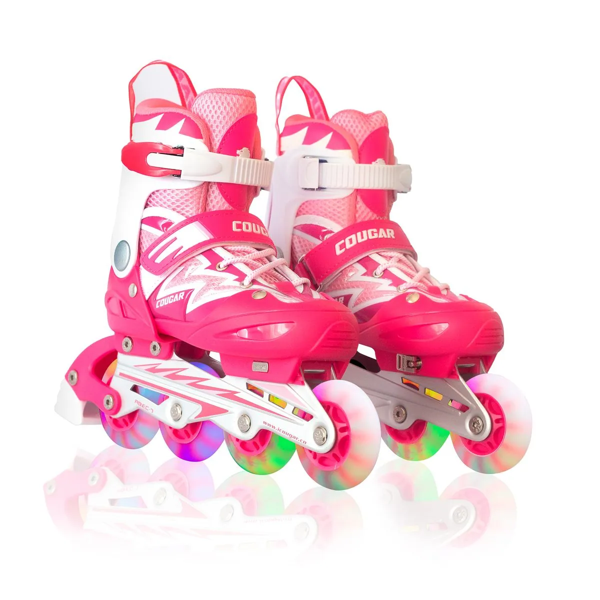 Cougar Pink Lightning Inline Skates with 4 Illuminating Wheels