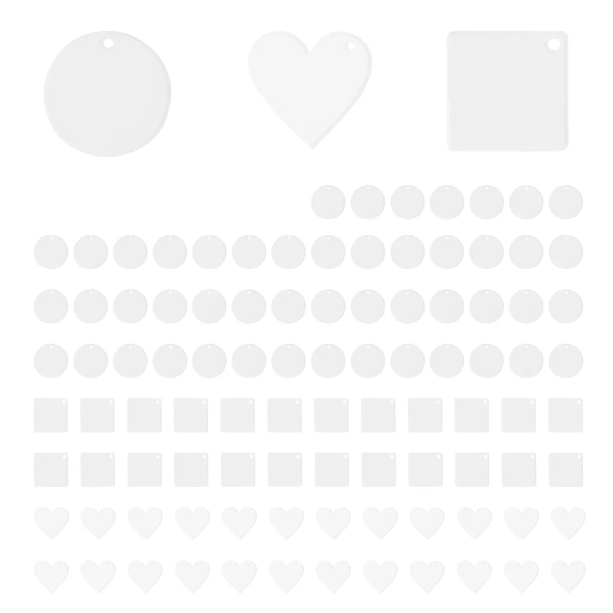Acrylic Keychain Blanks Decoration Crafts Round Heart-Shaped for DIY Tags