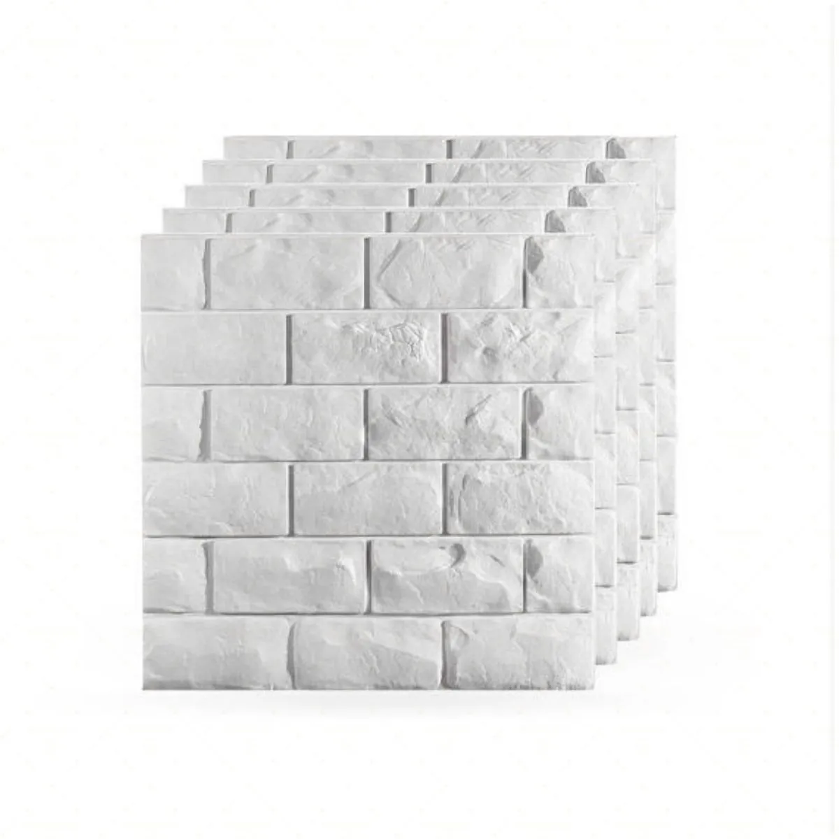 5 Pack 3D Wall Panels, White Brick Printable 3D Wallpaper Stick and Peel