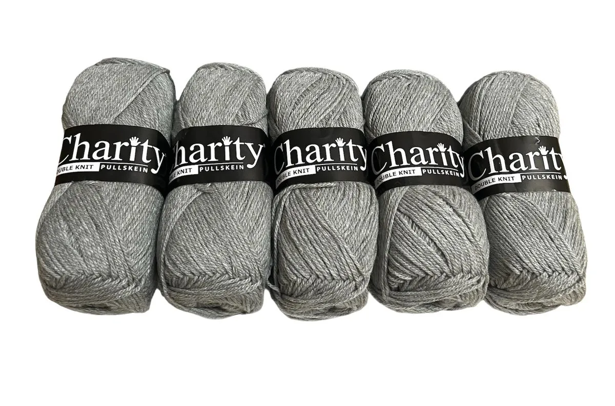 Charity DK 100% Acrylic Yarn (5 x 100g pack) - 011 Silver Grey