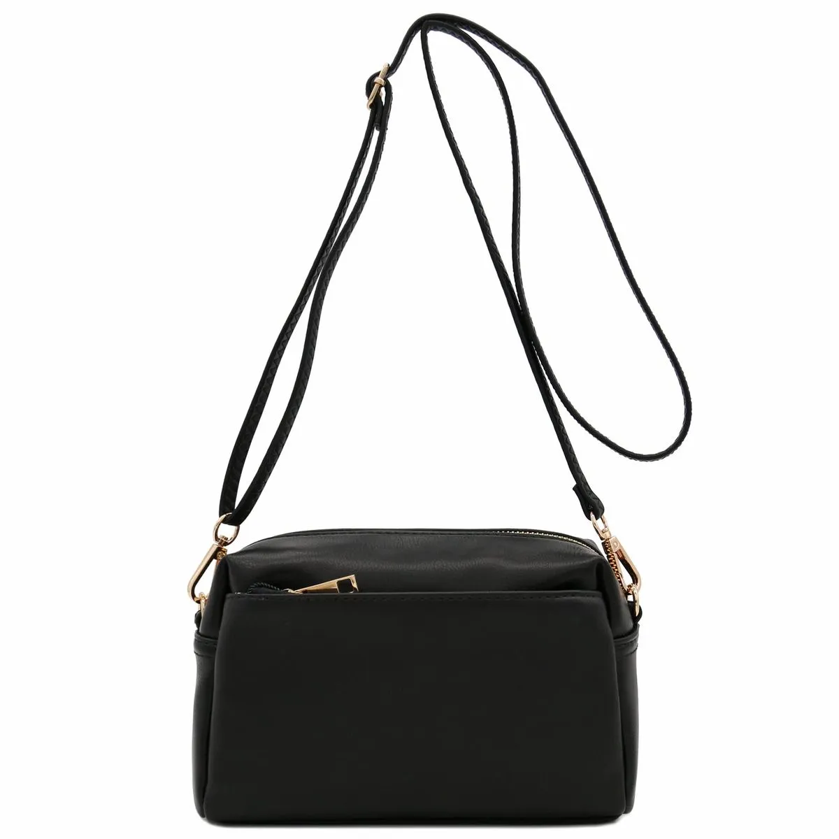 Multi Zipper Pocket Triple Zip Small Crossbody Bag