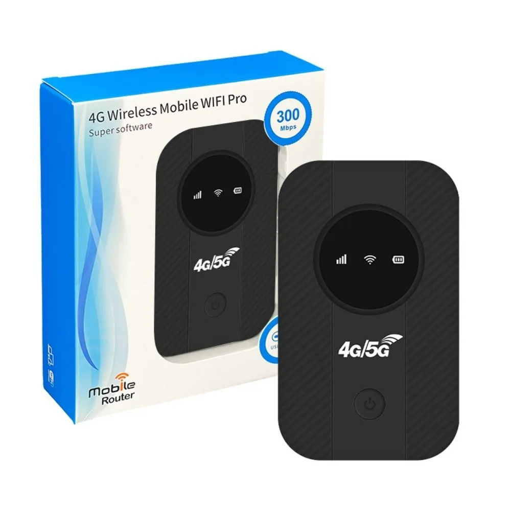 Black 4G/5G Portable Router for Travel - 10-Device Sharing, 8-10H Battery