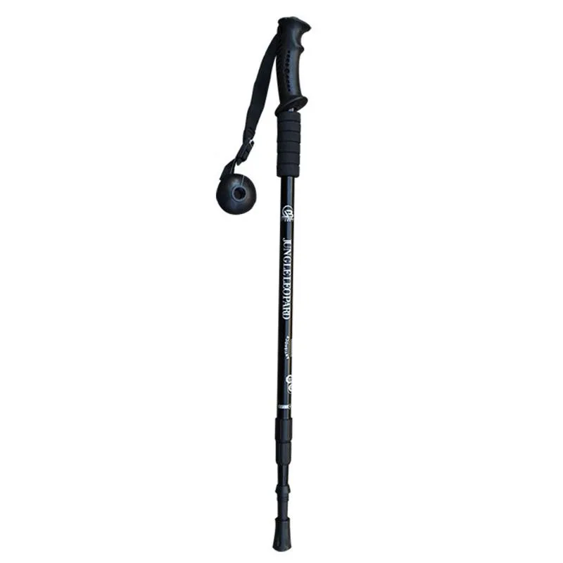 3-Section Straight Handle Aluminum Adjustable Trekking Pole (66-135cm) - Black