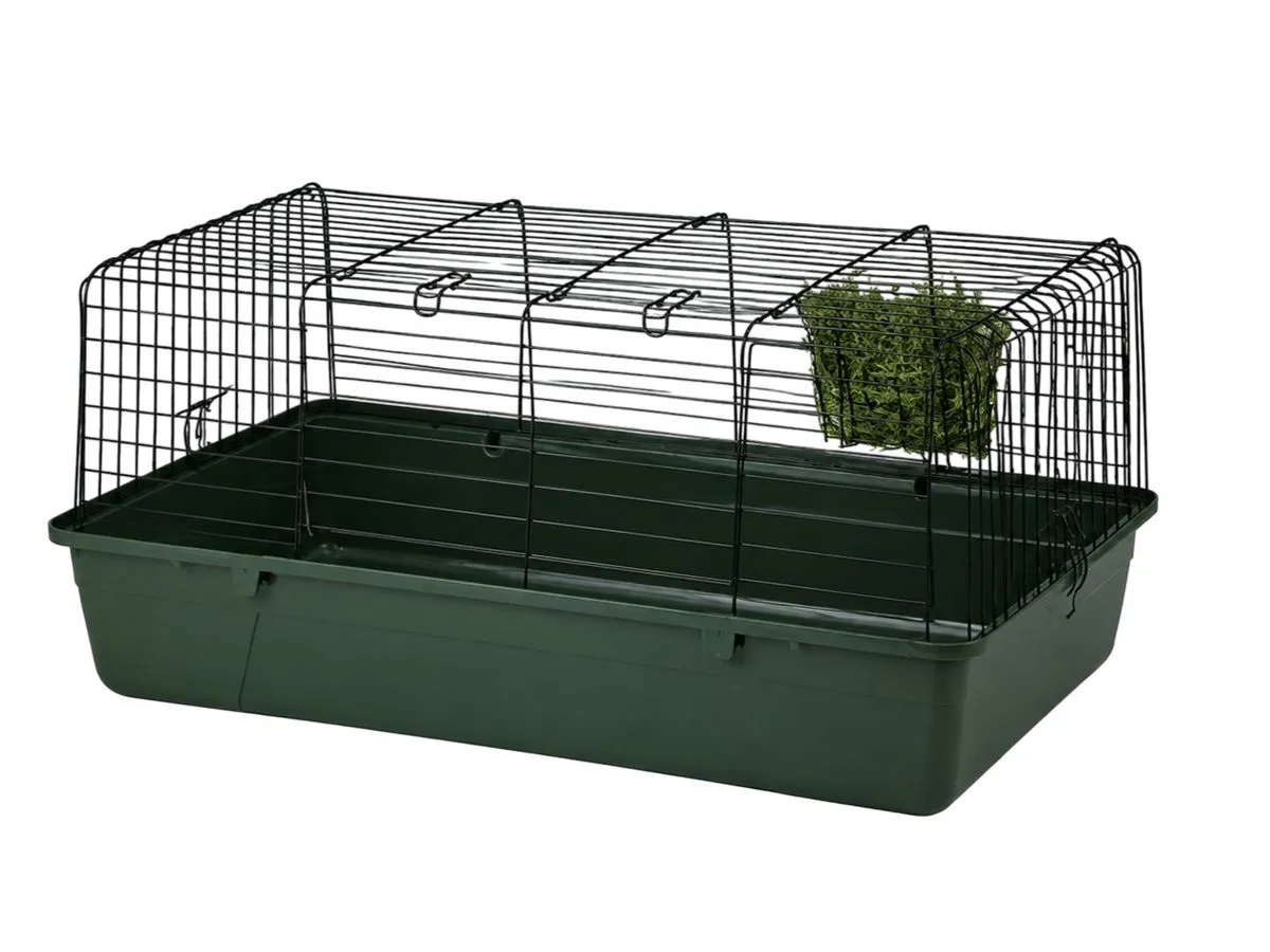 Rabbit and Guinea Pig Cage with Hay Rack (Green )- (84.5cm x 49cm x 37cm)