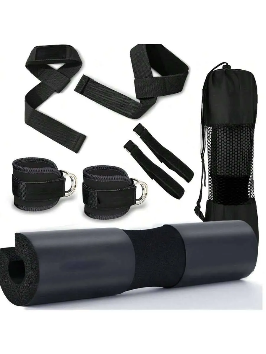 8 piece Pad,Barbell Squat With Ankle Straps, Wrist Straps,Foam Barbell Set