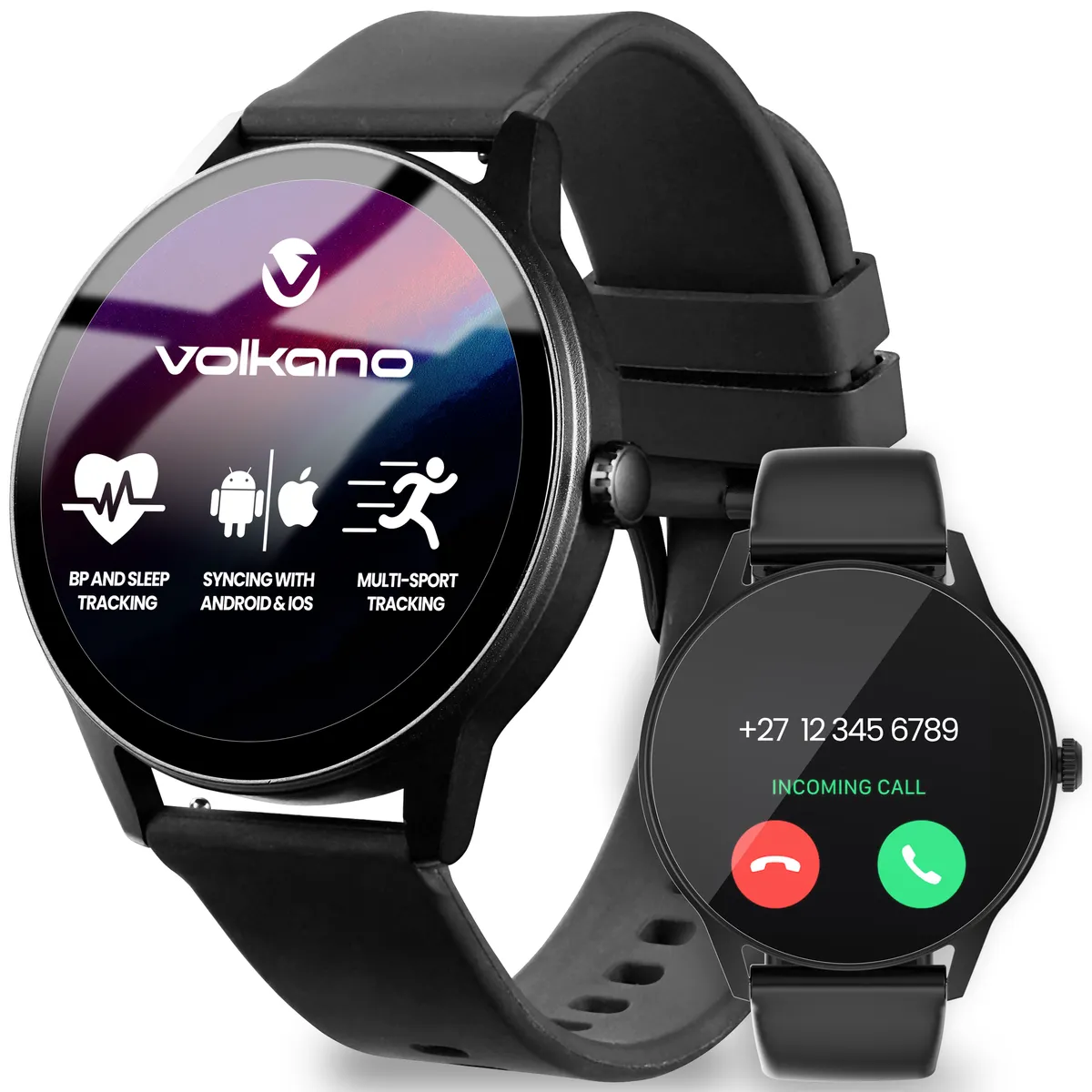 Volkano Smart Watch: Women & Men | Calling & Notifications | Soul Series - Black