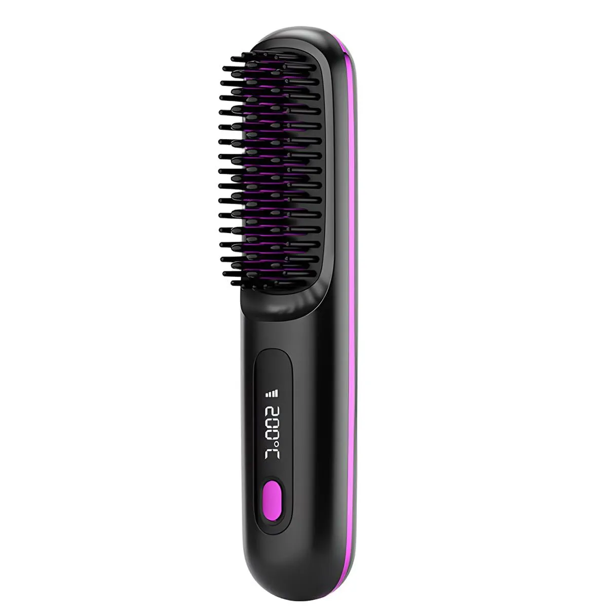 Portable Straightener Brush for Travel - USB Rechargeable - Black