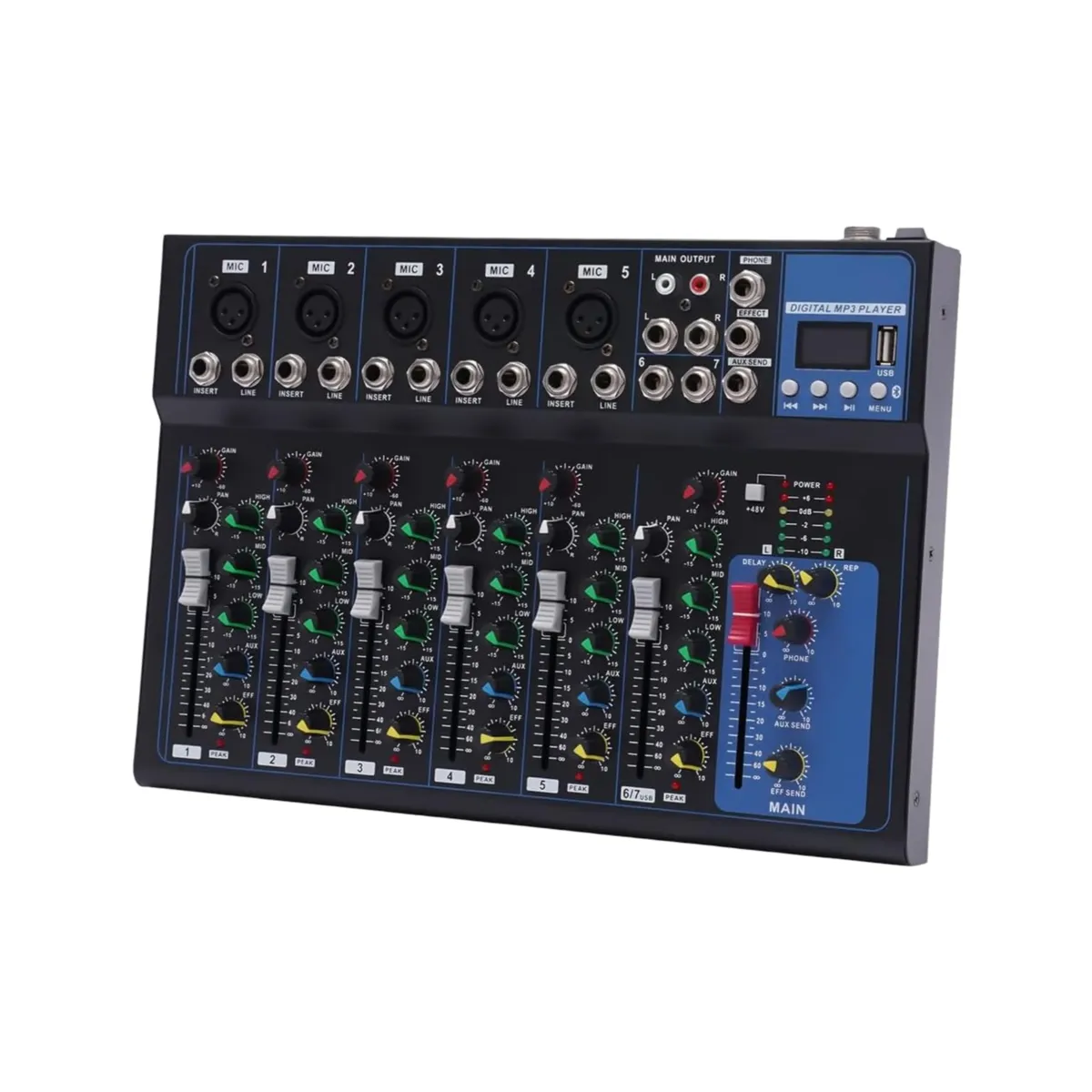 7-Channel DJ Sound Mixing Console With Precision Controls