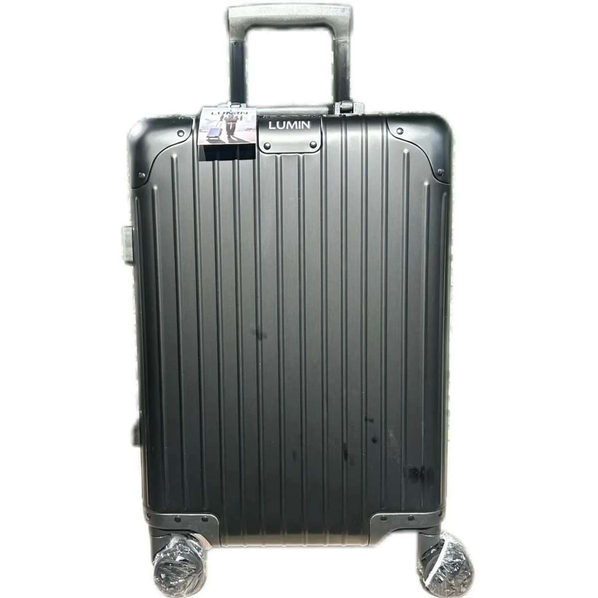 Lumin Aluminium Hard Shell Vertigo Suitcase with TSA Locks - 55cm - Black