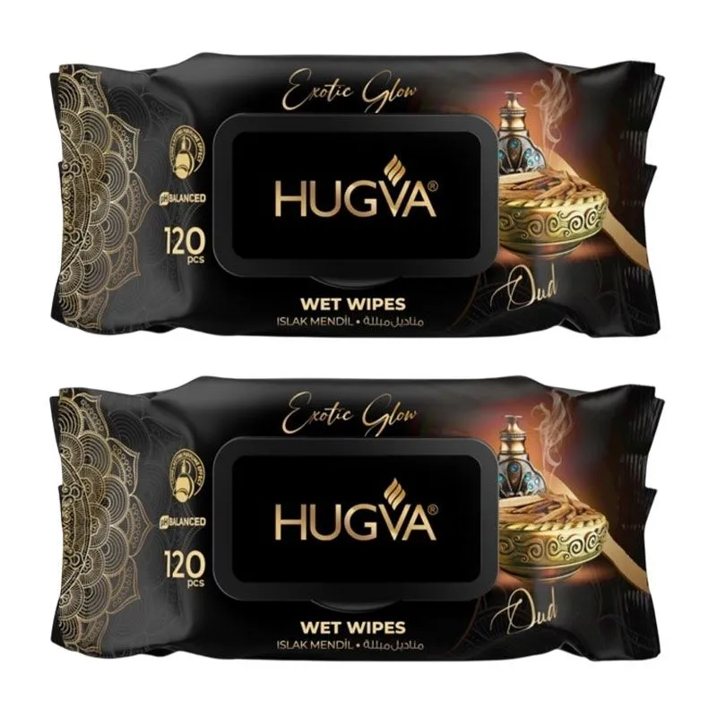 Hugva Luxury Scented Wet Wipes - Exotic Glow Oud - 2 Pack
