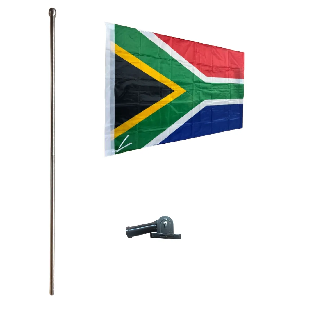 Flag Pole with Adjustable Wall Mount + South African Flag