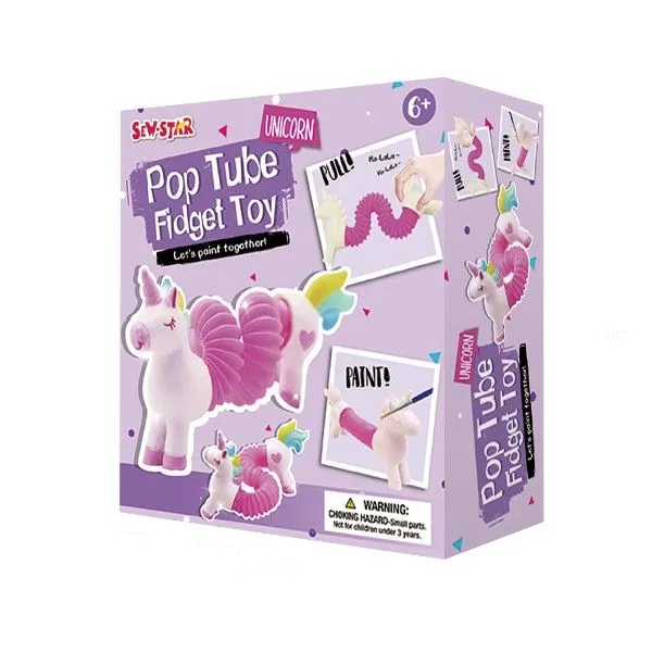 Sew-Star DIY Unicorn Pop Tube Fidget Kit for Kids with Paints & Brush